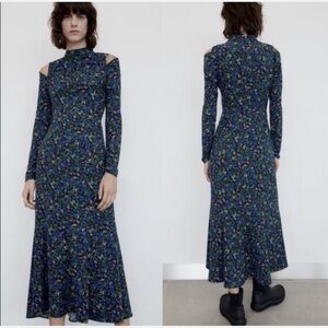 Zara Blue and Green Floral Dress